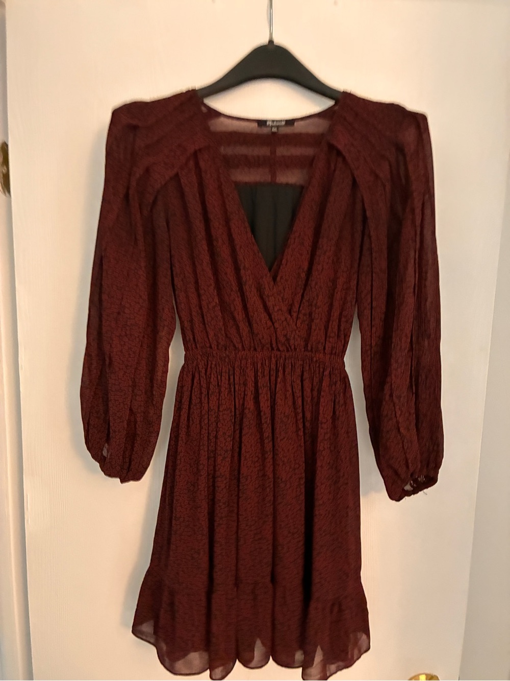Madewell (Re)sourced Georgette Faux-Wrap Mini Dress - Cabernet XXS